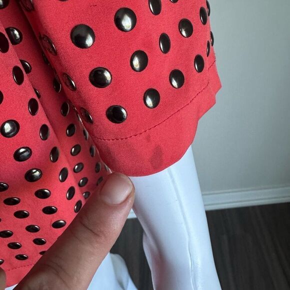 Y2K Studded Slinky Open Front Cardigan Orange - Picture 5 of 9